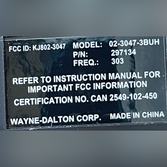 Wayne Dalton Replacement Garage Door Opener Remote Control MODEL 02-3047-3BUH - Picture 6 of 6